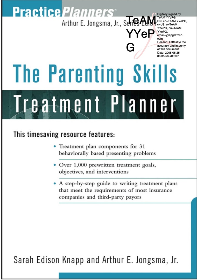 The Parenting Skills Treatment Planner By Cnapp